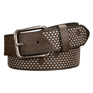 Cowboyläderbälte med Nitmönster Brun Silver / 120cm