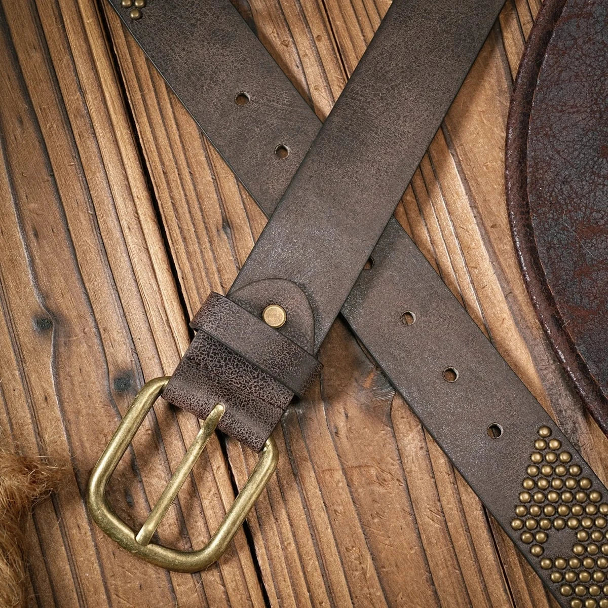 Cowboyläderbälte med Nitmönster