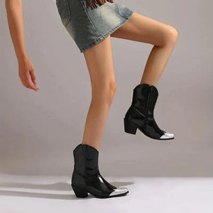 Cowgirl-Ankelboots med Metalltå
