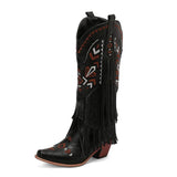Cowgirl Boots med Fransar och Broderi Svart / 36