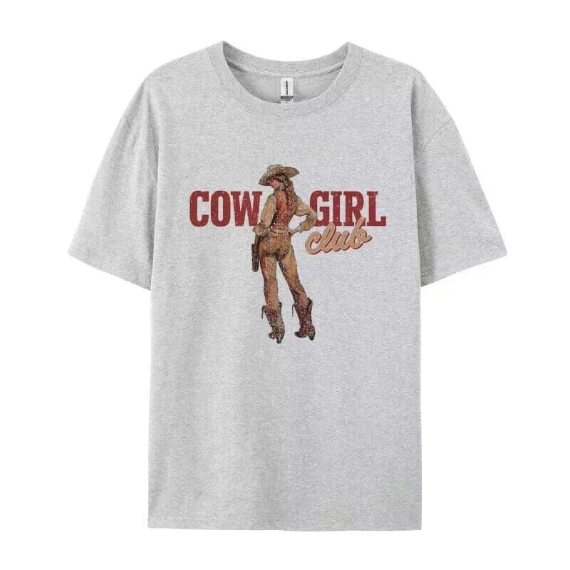 "Cowgirl Club" T-Shirt Grå / S