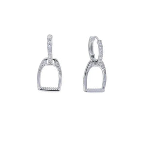 Delicate 100% 925 Sterling Silver fashion Horse Jewelry Simple Equestrian Horse Lover Hoop Earring Paved Mini CZ Dangle Earring silver