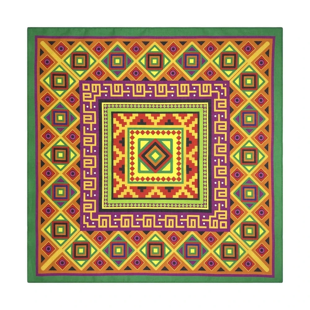 Färgglad Bandana med Geometriskt Mönster Orange och grön