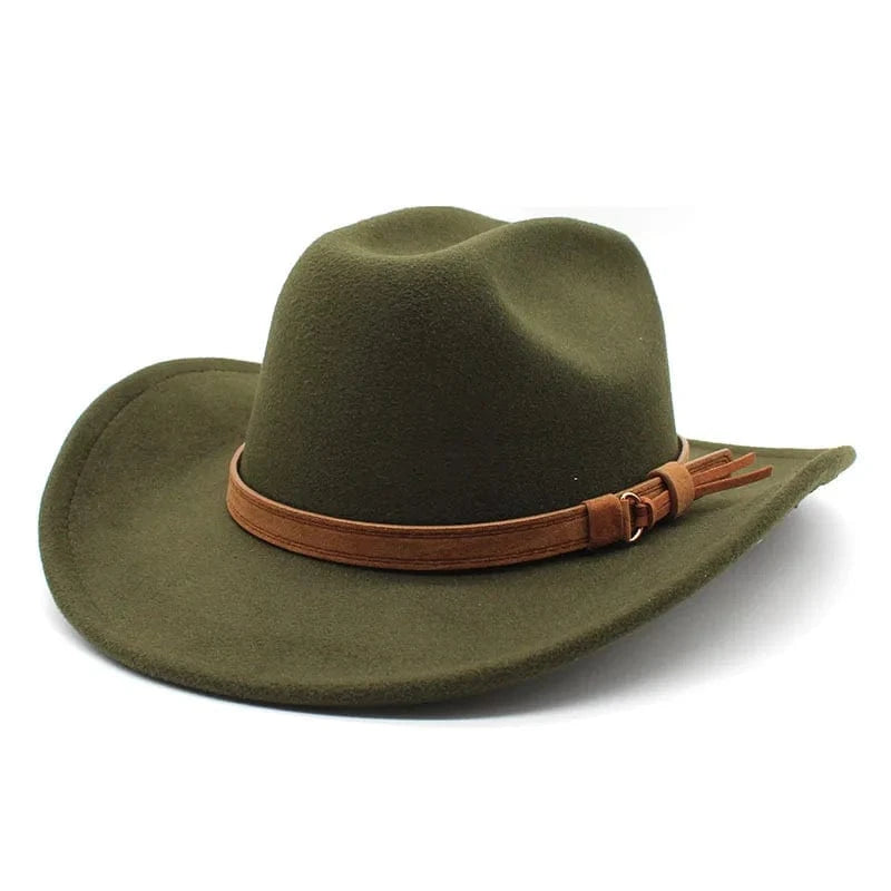 Filt cowboyhatt Armégrön / 56-58cm