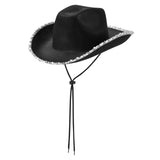 Filt cowboyhatt med glitterkant Svart