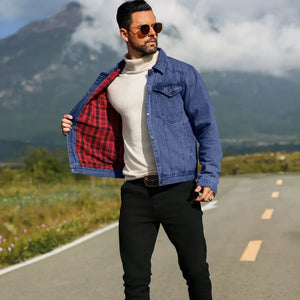 Fodrad denim jacka herr