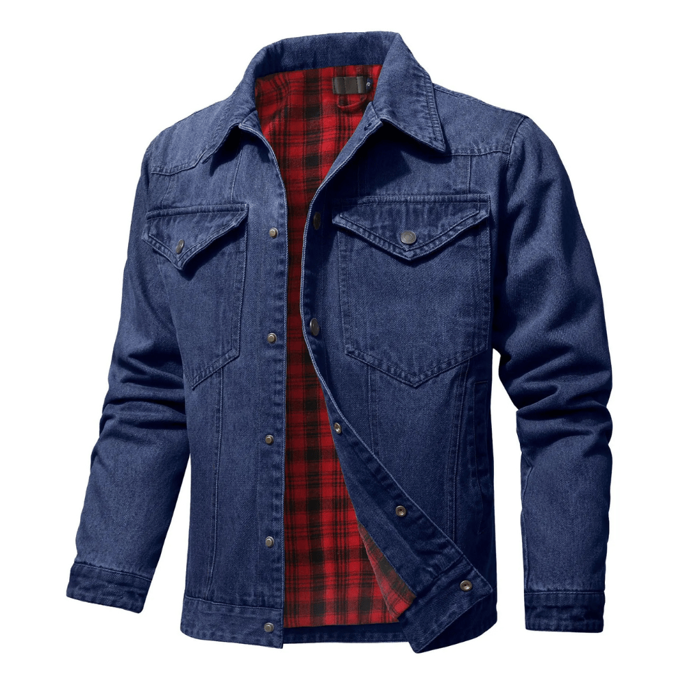 Fodrad denim jacka herr