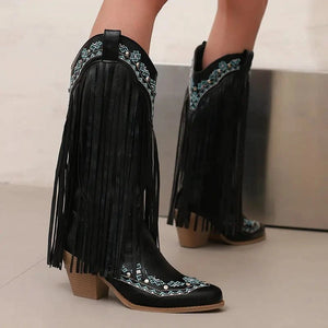 Fransboots med Broderi i Westernstil