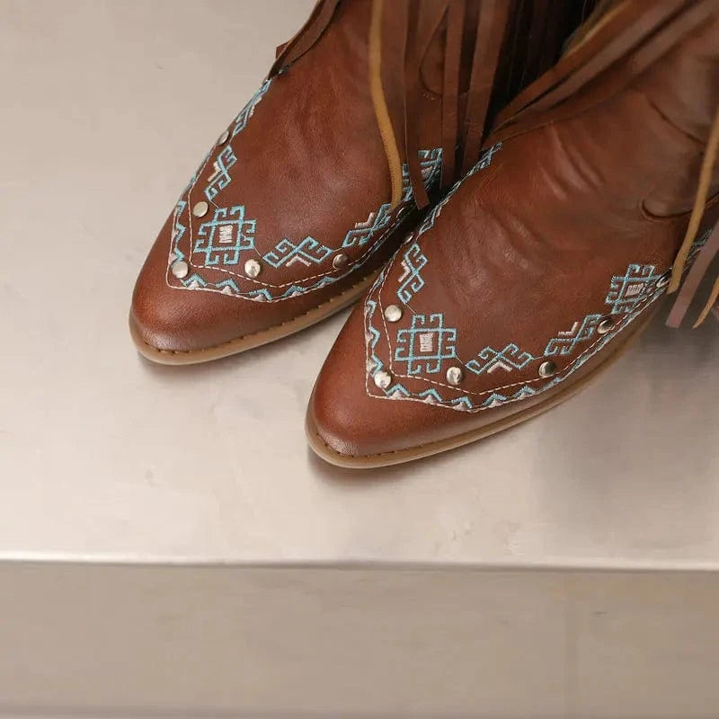 Fransboots med Broderi i Westernstil
