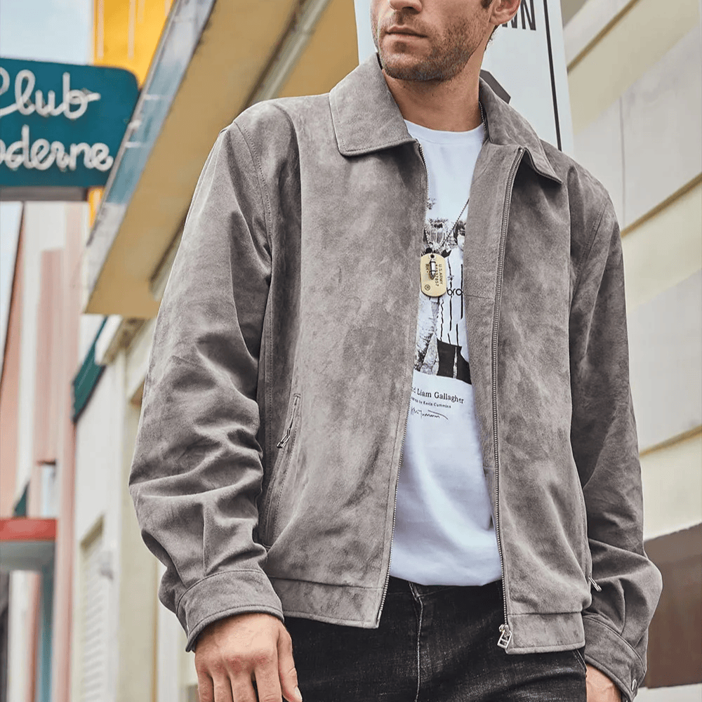 Grå mocka harrington jacka herr Grå / S