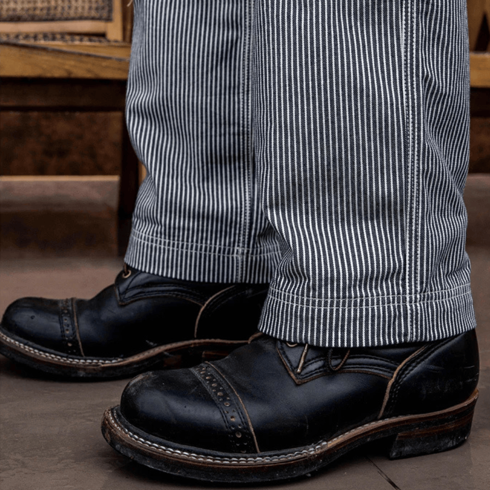 Hickoryrandiga jeans herr