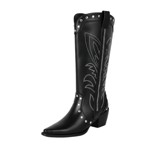 Höga cowboy boots dam Svart / 35
