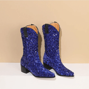 Höga Cowboyboots med Paljetter för Dam
