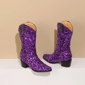 Höga Cowboyboots med Paljetter för Dam