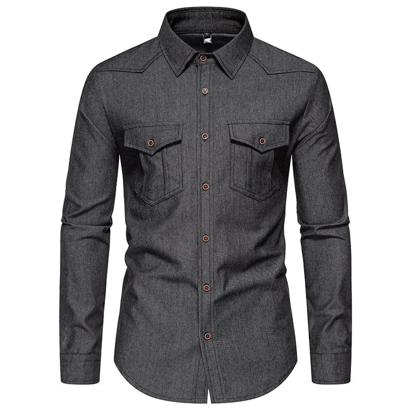 Jeans skjorta western Mörkgrå / XS