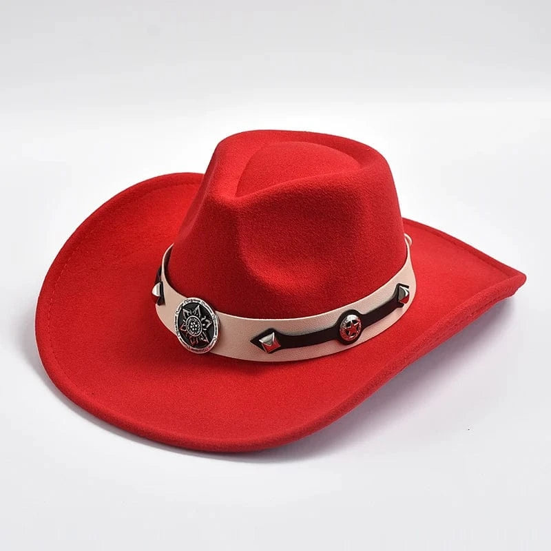 Klassisk Westernhatt i filt Röd / One Size