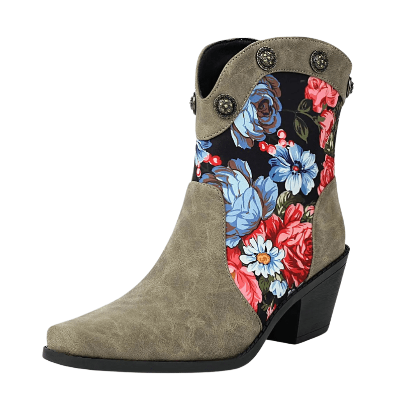 Korta Cowboyboots med Blommor Grå / 36