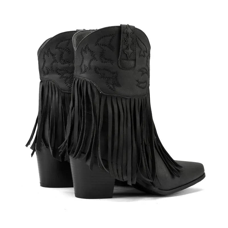 Korta Cowgirl Boots i Mocka med Fransar