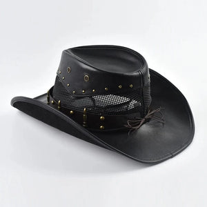 Läder Cowboyhatt med Mesh