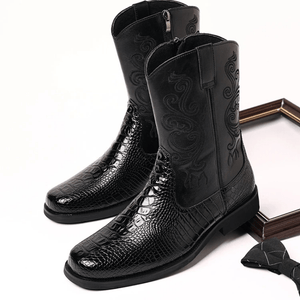 Låga Cowboy Boots Herr i Alligatormönster med Dragkedja