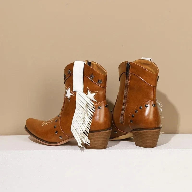 Låga Cowboyboots med Fransar och Stjärnor
