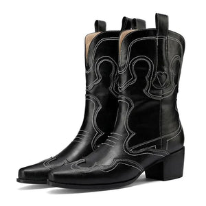 Låga Cowboyboots med Kontrastsöm för Dam