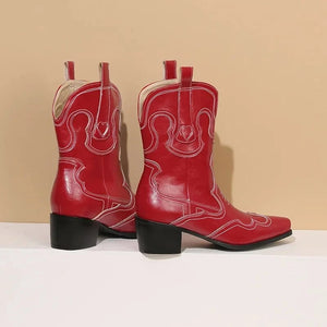 Låga Cowboyboots med Kontrastsöm för Dam