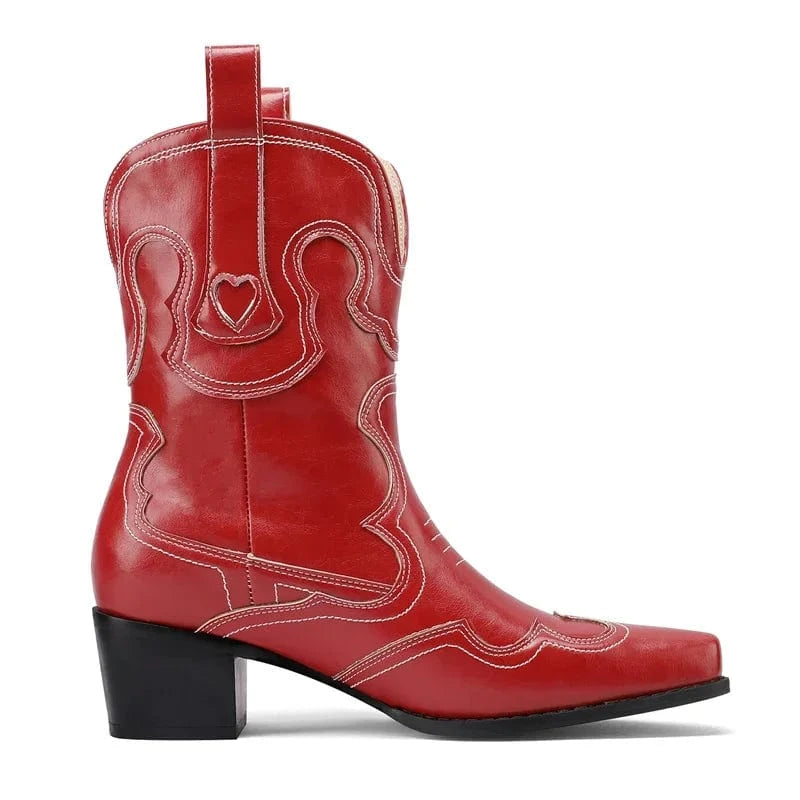 Låga Cowboyboots med Kontrastsöm för Dam
