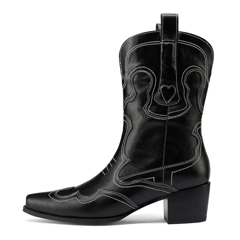 Låga Cowboyboots med Kontrastsöm för Dam