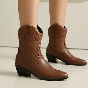 Låga Cowgirl Boots med Quiltat Skaft