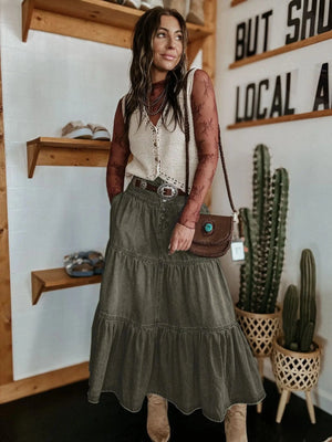 Lång jeanskjol dam