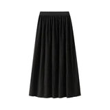 Lång krinklad kjol med resårmidja Svart / One Size