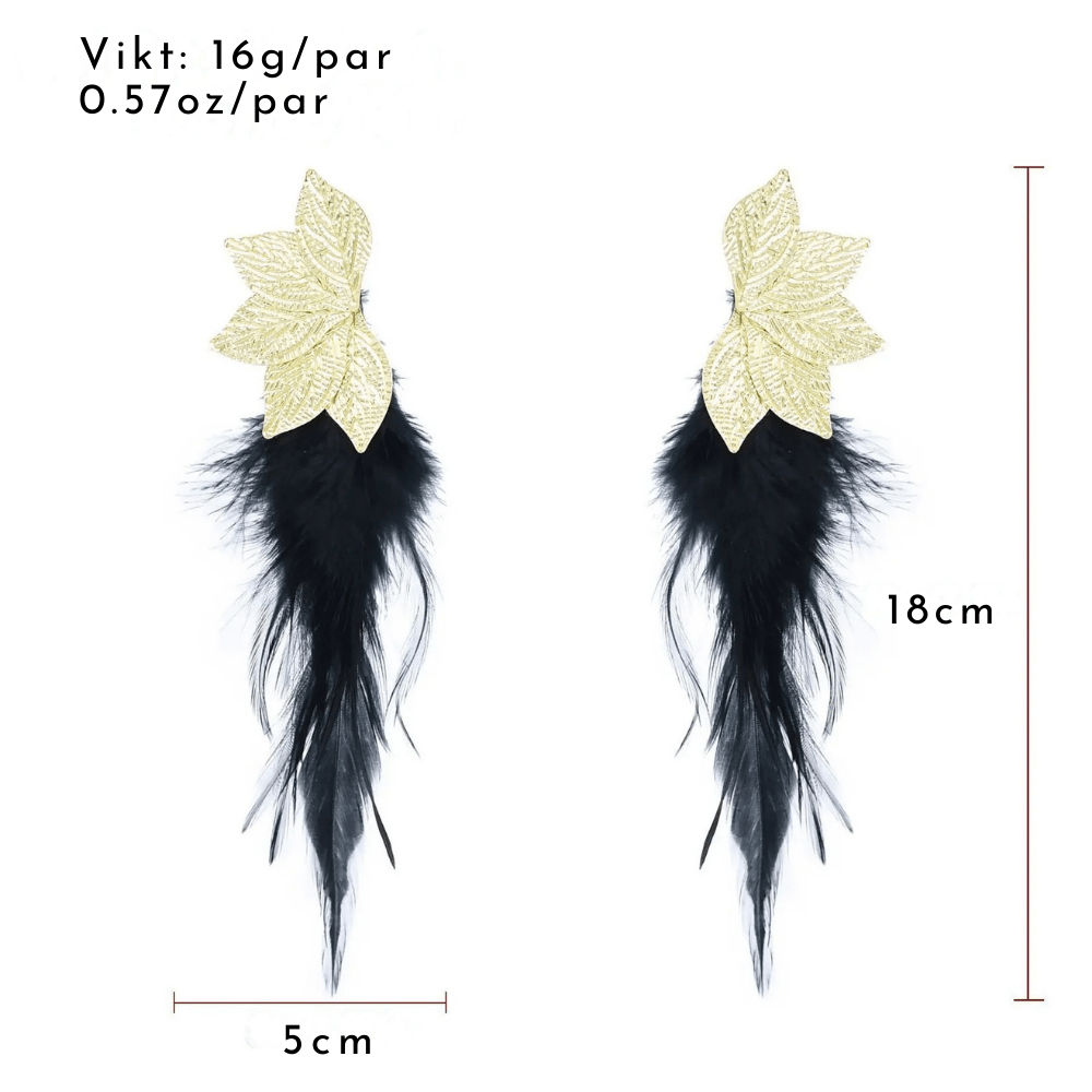 Långa örhängen med fjädrar