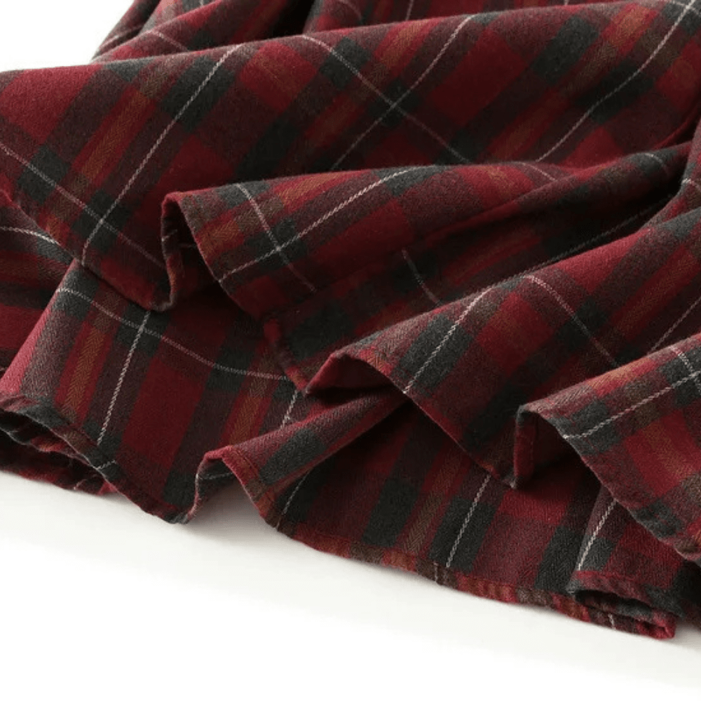 Långkjol i patchwork-stil med spets och rutigt mönster