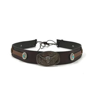 Longhorn cowboyhattband för herr Mörkbrun / 56-58cm