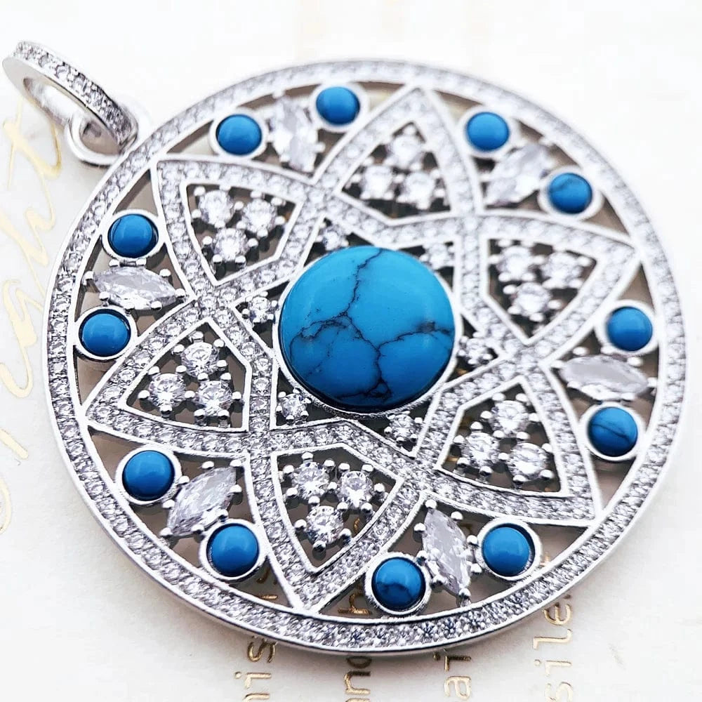 Mandala hänge i silver med turkos Silver med turkos