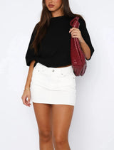 Mini jeanskjol Vit / S