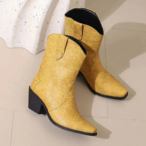 Mönstrade Låga Cowboyboots för Dam