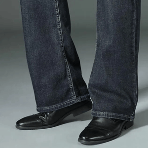 Mörkblå utsvängda jeans för herr