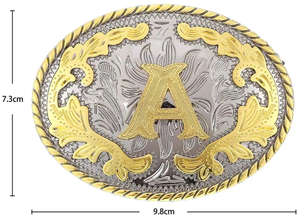 Ovalt westernbältesspänne med initial