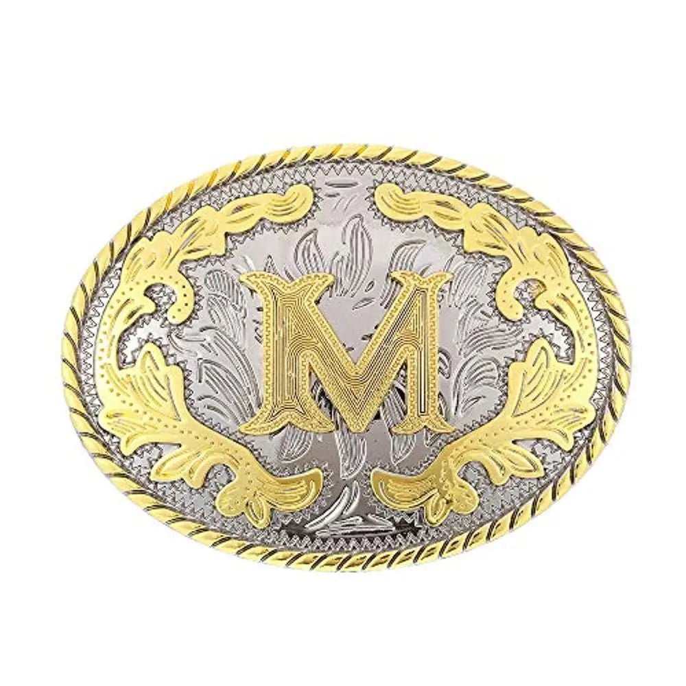 Ovalt westernbältesspänne med initial M