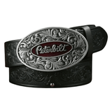 Peterbilt cowboybälte med ovalt metallspänne Svart / 120cm