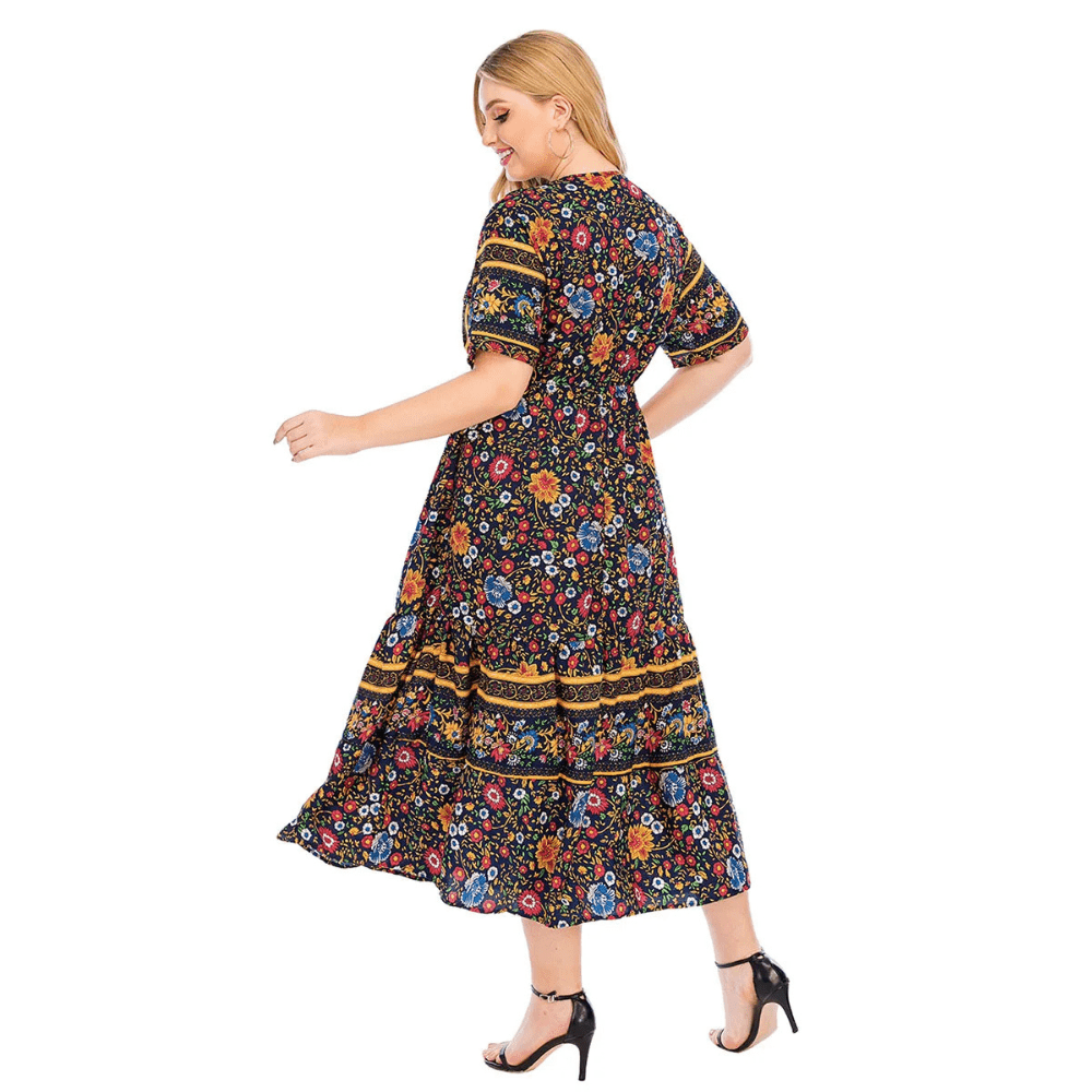 Plus size klänning i bohemisk stil