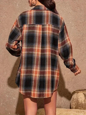 Plus size rutig flanellskjorta dam