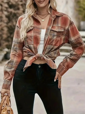 Plus size rutig flanellskjorta dam