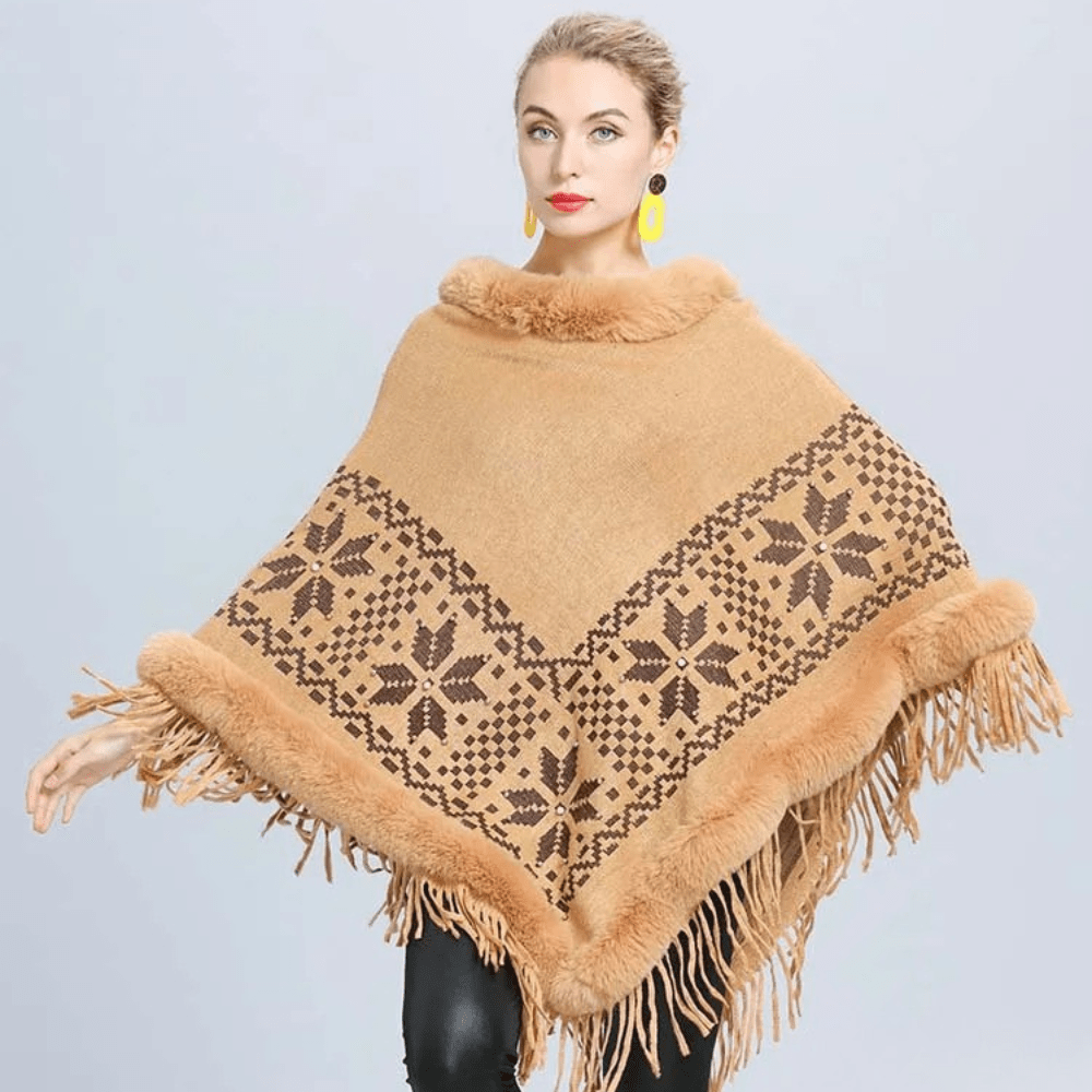 Poncho med päls