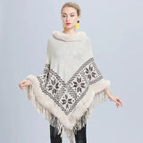 Poncho med päls Beige / One Size