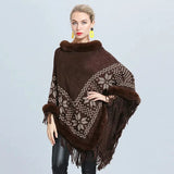 Poncho med päls Brun / One Size