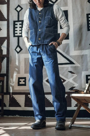 Randig cowboy denimväst