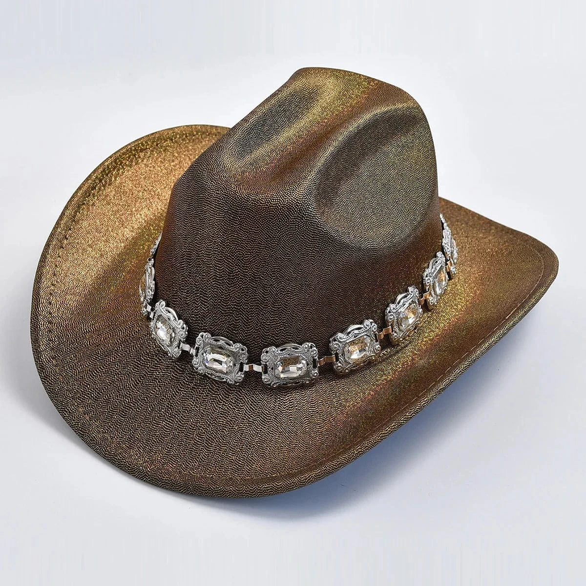 Rhinestone Fedora Cowboyhatt Brons / One Size